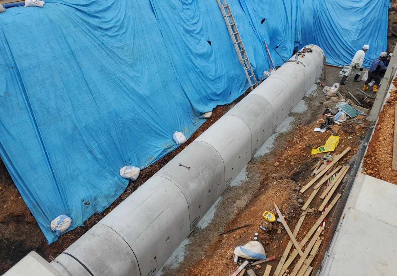 山の前1号雨水調整池築造工事の写真